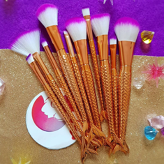 ست-براش-ده-تیکه-پری-دریایی-رنگ-مسی-کیف-نگین-دار