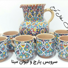 سرویس-پارچ-و-لیوان-سفالی-میناکاری