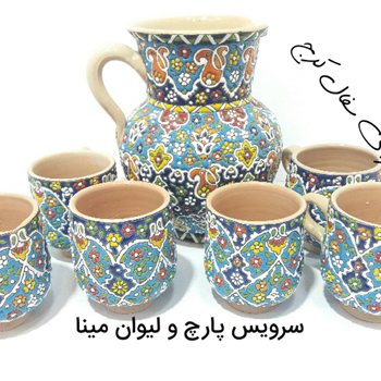 سرویس-پارچ-و-لیوان-سفالی-میناکاری