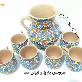 سرویس-پارچ-و-لیوان-سفالی-میناکاری