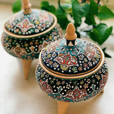 آجیل-خوری-میناکاری-سفالی-سه-پایه