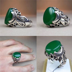 انگشتر-عقیق-سبز-معدنی-مردانه