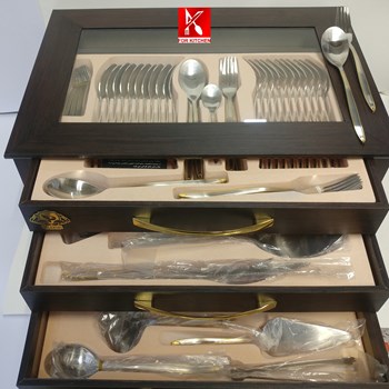 سرویس-قاشق-چنگال-پالرمو-نیمه-طلایی-مات-طرح-مسینا