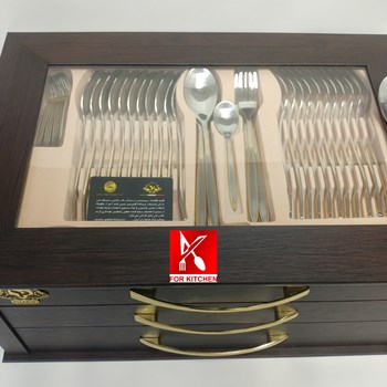 سرویس-قاشق-چنگال-پالرمو-نیمه-طلایی-مات-طرح-مسینا