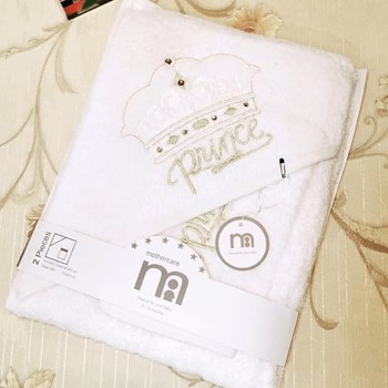 ست-حوله-2تکه-نوزاد-مادرکر-طرح-تاج-طلایی