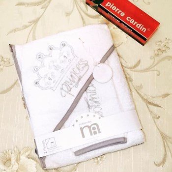 ست-حوله-2تکه-نوزاد-مادرکر-طرح-تاج-نقره-ای