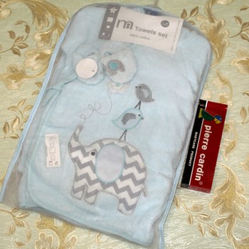 سرویس-حوله-نوزاد-5تکه-مادرکر-آبی-طرح-فیل