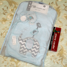 سرویس-حوله-نوزاد-5تکه-مادرکر-آبی-طرح-فیل