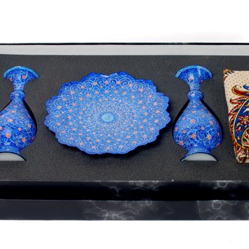 پکیج-گلدان-و-بشقاب-مینا-کاری