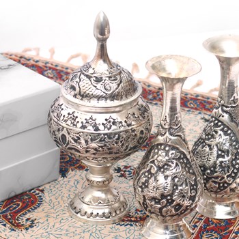 پکیج-شکلات-خوری-و-گلدان-طرح-نقره