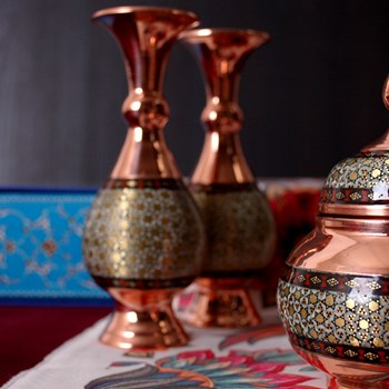پکیج-گلدان-و-قندان-مس-و-خاتم