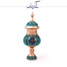 قندان-پایه-دار-لب-برگشته-مس-و-پرداز-ارتفاع-23-30-سانتی-متر