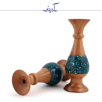 گلدان-چوبی-فیروزه-کوب-ارتفاع-16سانتی-متر