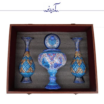 پکیج-شکلات-خوری-و-گلدان-مینا-کاری