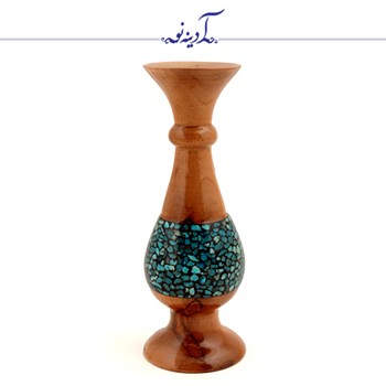 گلدان-چوبی-فیروزه-کوب-ارتفاع-16سانتی-متر