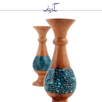 گلدان-چوبی-فیروزه-کوب-ارتفاع-16سانتی-متر