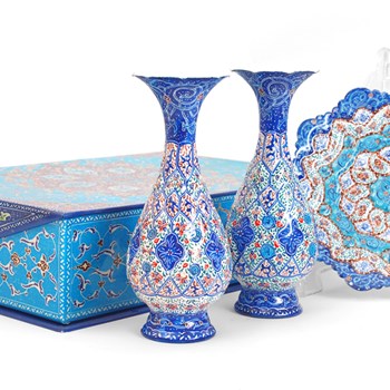 پکیج-بشقاب-و-گلدان-مینا-کاری