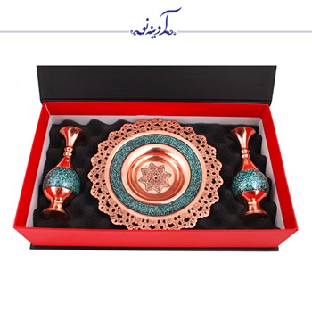 پکیج-گلدان-و-بشقاب-فیروزه-کوب