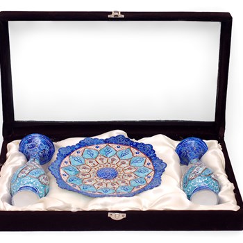 پکیج-گلدان-و-بشقاب-مینا-کاری-شده