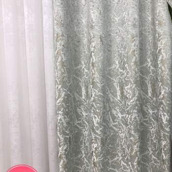 تک-پنل-پانچ-پرده-مخمل-پتینه-طرح-درختیرنگ-سبزابی