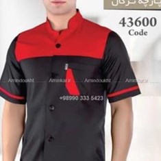 روپوش-آشپزی-کوتاه-آستین-مدل-نیم-تنه-قرمز-و-مشکی-کد-43600