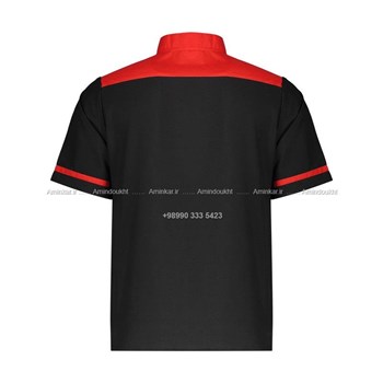 روپوش-آشپزی-کوتاه-آستین-مدل-نیم-تنه-قرمز-و-مشکی-کد-43600