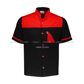 روپوش-آشپزی-کوتاه-آستین-مدل-نیم-تنه-قرمز-و-مشکی-کد-43600