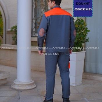 ست-کاپشن-و-شلوار-کار-مدل-ست-ورک،-رنگ-طوسی-با-نوار-نارنجی
