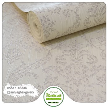 کاغذدیواری-داماسک-سفید-طرح-محو-کد-46336