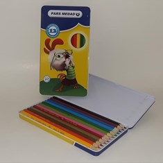 مداد-رنگی-12-رنگ-فلزی-تخت-پارس-مداد