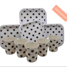 تم-ظرف-و-لیوان-مدل-سفید-خالدار-مشکی-کد-121