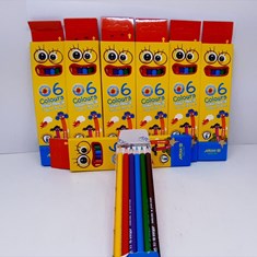 مداد-رنگی-6-رنگ-آریا-مدل-بلند-مقوایی-کد-3011