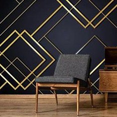 کاغذ-دیواری-مدرن-مشکی-طلایی-طرح-اشکال-هندسی