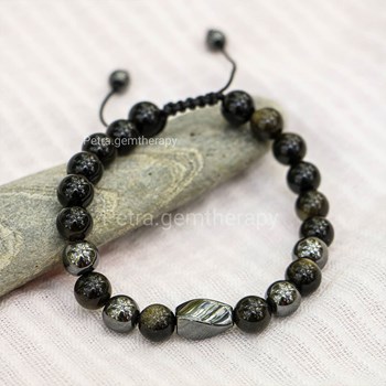 دستبند-مردانه-حدید-و-ابسیدین