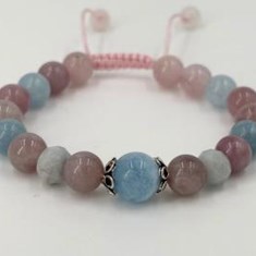 دستبند-رزکوارتز-ماداگاسکار-و-آکوامارین-و-نقره