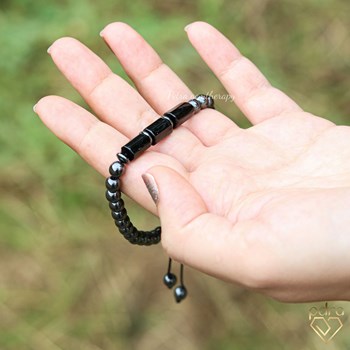 دستبند-مردانه-و-زنانه-تورمالین-سیاه-و-حدید