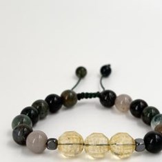 دستبند-سیترین-و-عقیق-خزه-ای