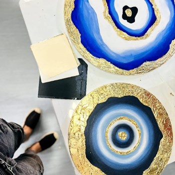 تابلو-چشم-نظر-برجسته-ورق-طلا-شده