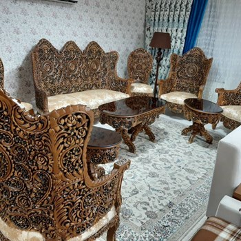 مبل-سلطنتی-مدل-گلریز،-مبل-چوب-گردو-و-راش،-قیمت-مبل-استیل-گلریز