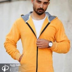 سویشرت-مخمل-حوله-ای-تدی-رنگ-زرد-کلاهدار