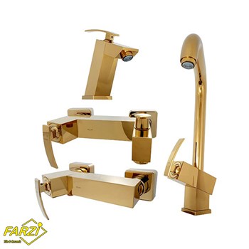 ست-4-تکه-شیرآلات-کلار-مدل-سوپرفلت-طلایی