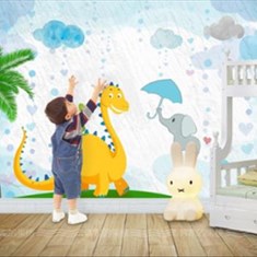 پوستر-دیواری-اتاق-کودک-طرح-فیل-مهربون-و-دایناسور-کد-512