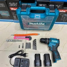 دریل-شارژی-ماکیتا24ولت-18ولت-واقعیموتور-براشلس-چین-درجه-1-دور-موتور-350-الی1300-دور-نوع-سه-نظام-پلاستیکی-سه-نظام-10-میل-3حالته-پیچبند-دریل-و-چکشی-گیربوکس-2حالته