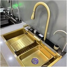 سینک-ظرفشویی-5-کلید-پیانوی-طلایی-HUADIAO-آبشاری